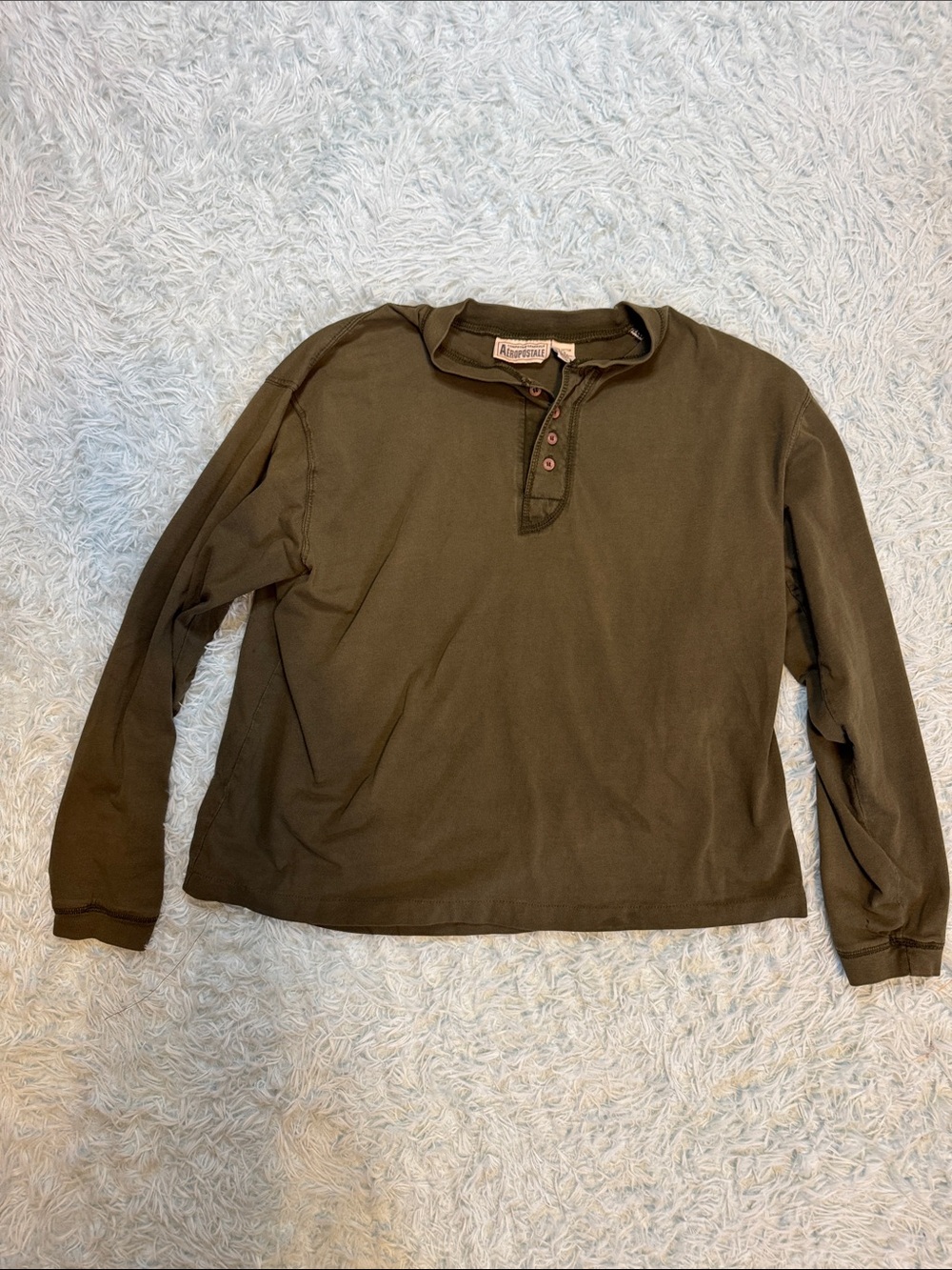 Aeropostale Olive Henley Long Sleeve Shirt men’s large